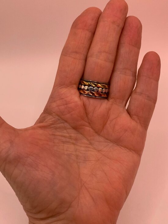 Sterling Silver Copper Brass Spinner Fidget Band Ring Size 9 J874 - Picture 4 of 8